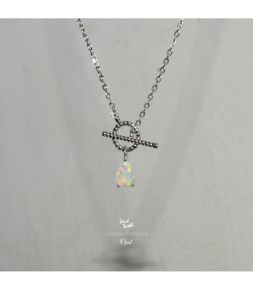 October Birthstone-Australia Droplet Opal Necklace 
